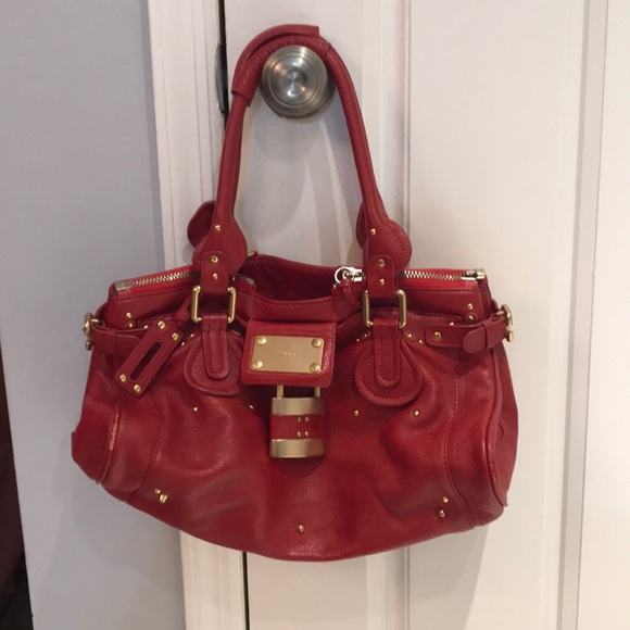 chloe red handbag